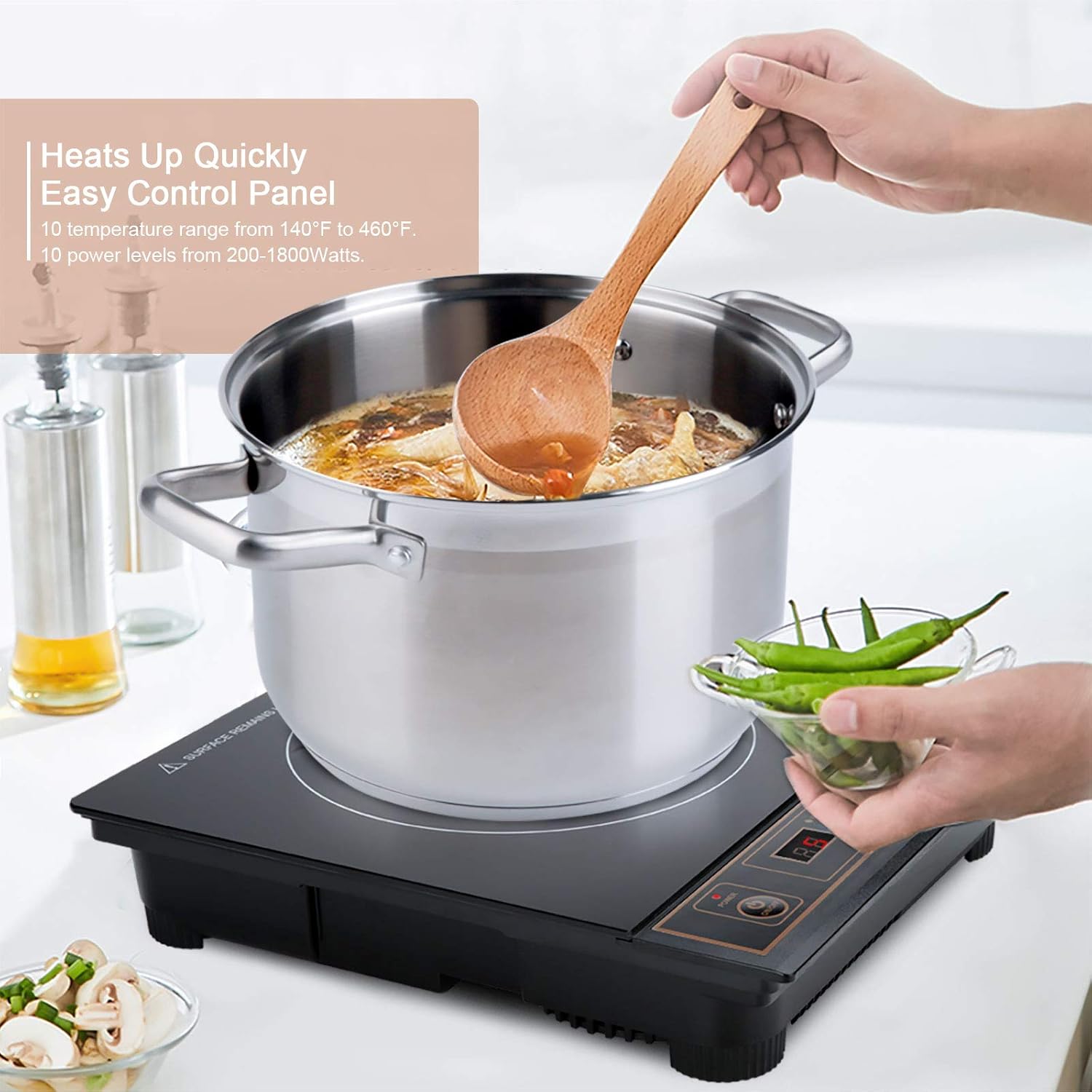 Duxtop 1800W Portable Induction Cooktop Countertop Burner, Gold 8100MC/BT-180G3 - Image 6