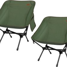 TOBTOS 2 Pack Ultralight Camping Chair, Portable Folding Backpacking Chair, Compact Camping Chair with Carry Bag for Outdoor Camp Hiking Backpack Beach Travel (Green)